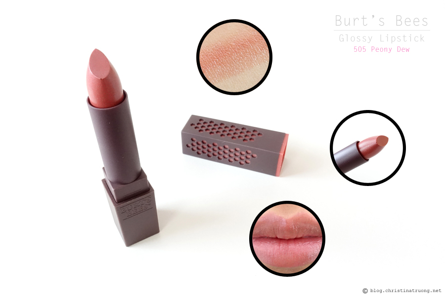 Burt's Bees Beauty Glossy Lipstick in Peony Dew Review and Swatch