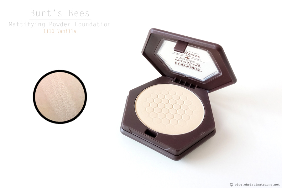 Burt's Bees Beauty Mattifying Powder Foundation Review Swatch in 1110 Vanilla.