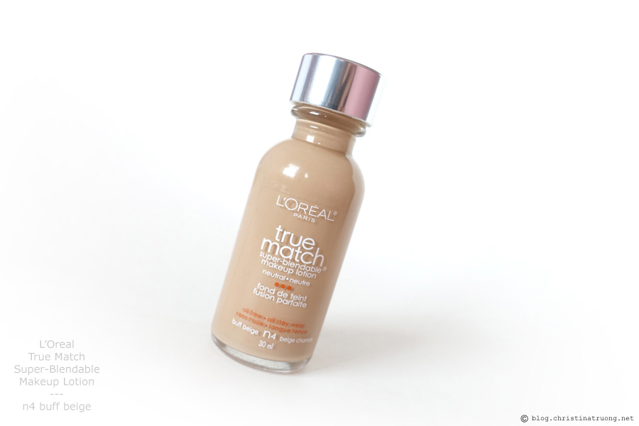 L'Oreal True Match Super-Blendable Makeup Lotion Foundation in N4 Buff Beige review, swatch and application