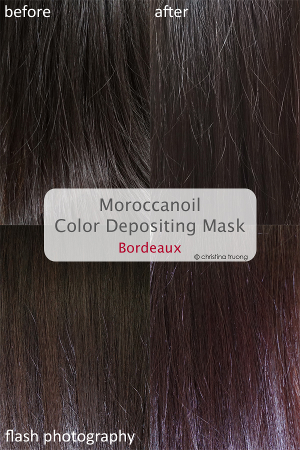 Moroccanoil Color Depositing Mask Bordeaux Review Before After Dark Brown Hair